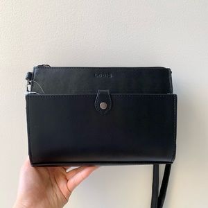 Lodi’s genuine leather crossbody clutch